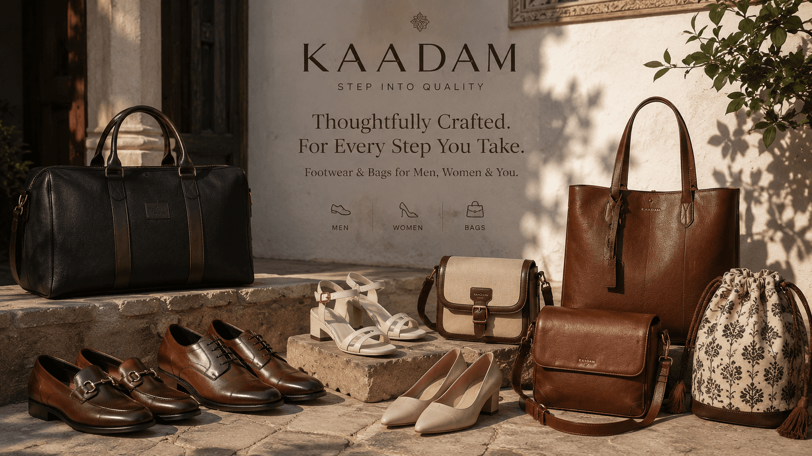 Kaadam — Step into quality. Thoughtfully crafted, for every step you take. Footwear and bags for men, women and you.